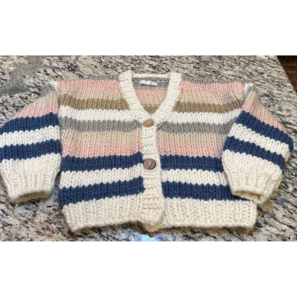 Alter'd State Top Small Striped Soft Cardigan Sweater Chunky Knit Cropped